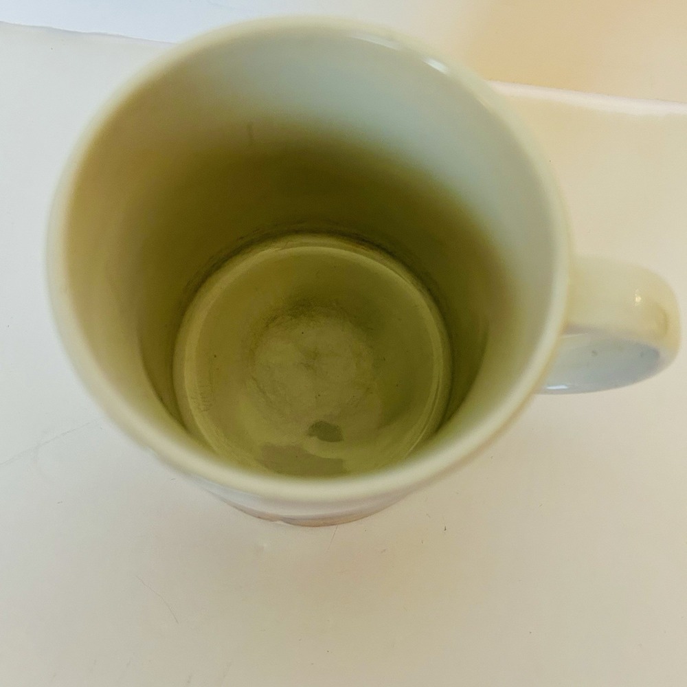 Laurel Burch Coffee Mug Cup Summer Butterfly 1989 Japan Gold Vintage Colorful - Picture 3 of 4
